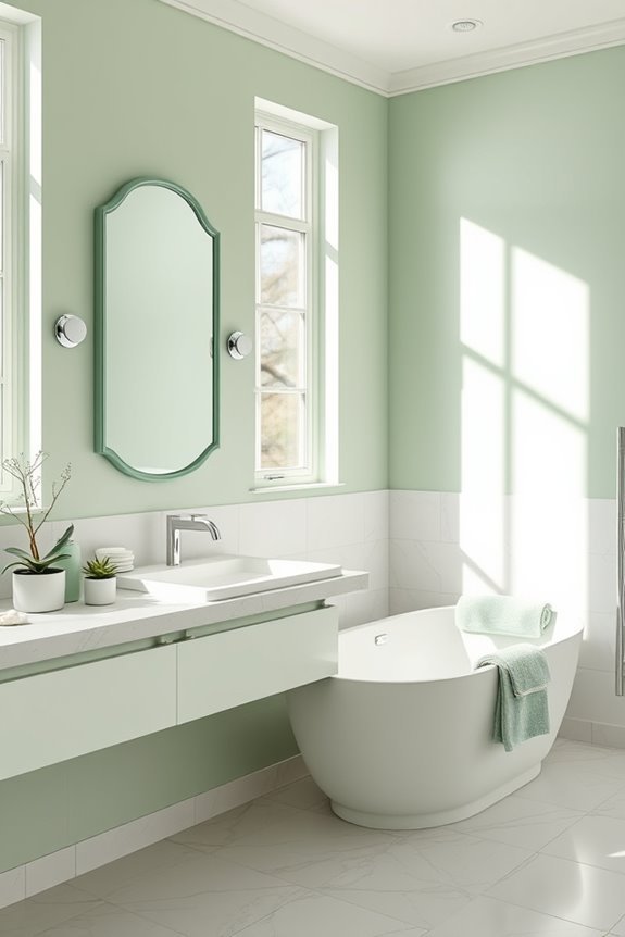 pastel green bathroom mirrors