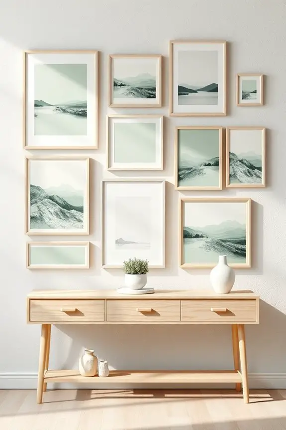 pastel green gallery decor