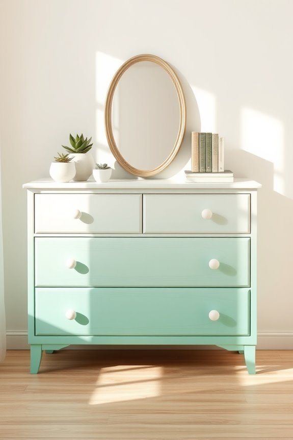 pastel green ombre dresser