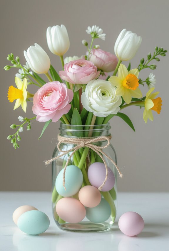 pastel mason jar centerpieces