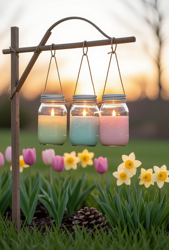 pastel mason jar lanterns