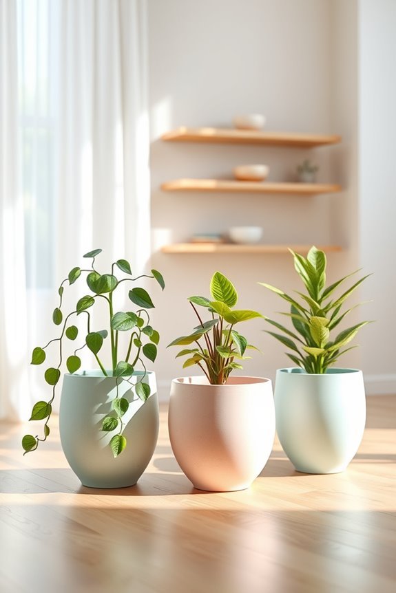pastel planters enhance decor