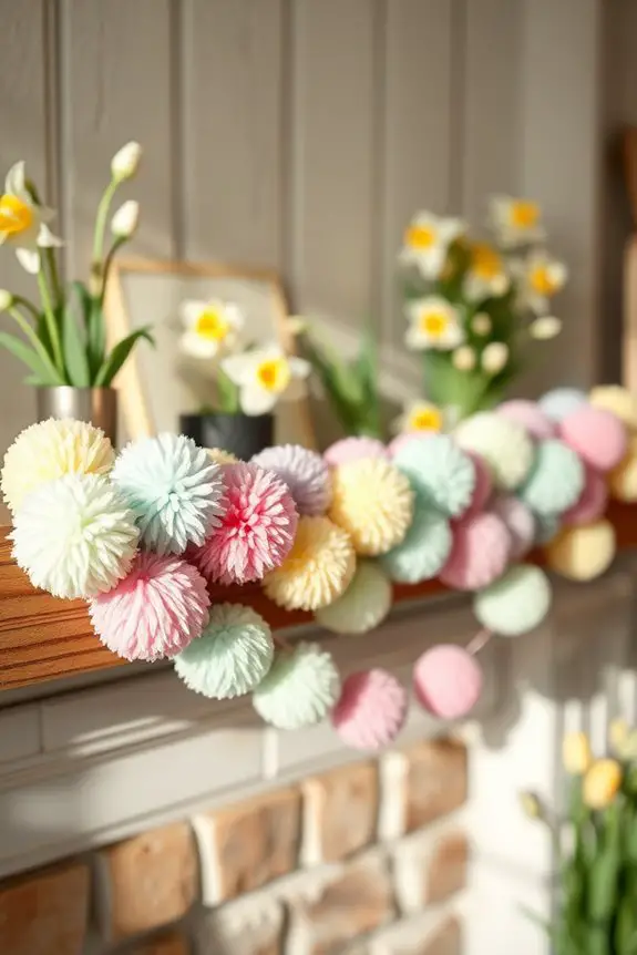 pastel pom pom garland craft