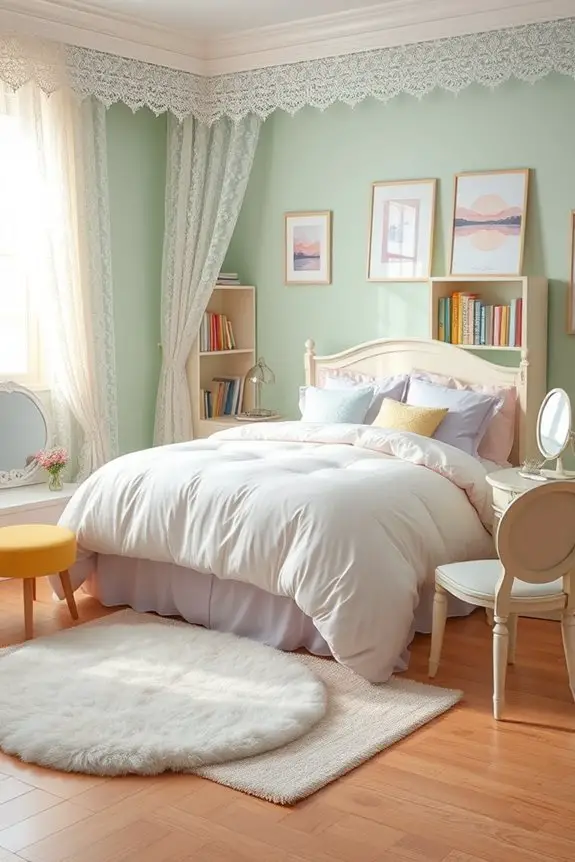 pastel themed serene bedroom design