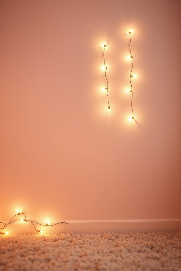pastel wall with fairy lights