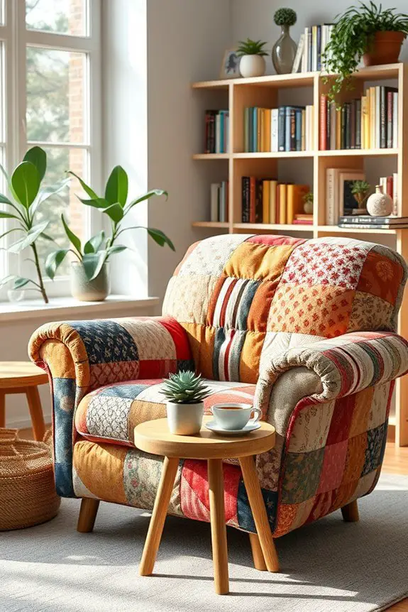 patchwork quilted chair makeover