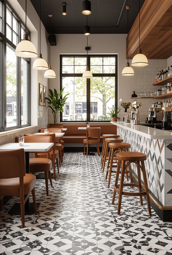 patterned encaustic chevron floors