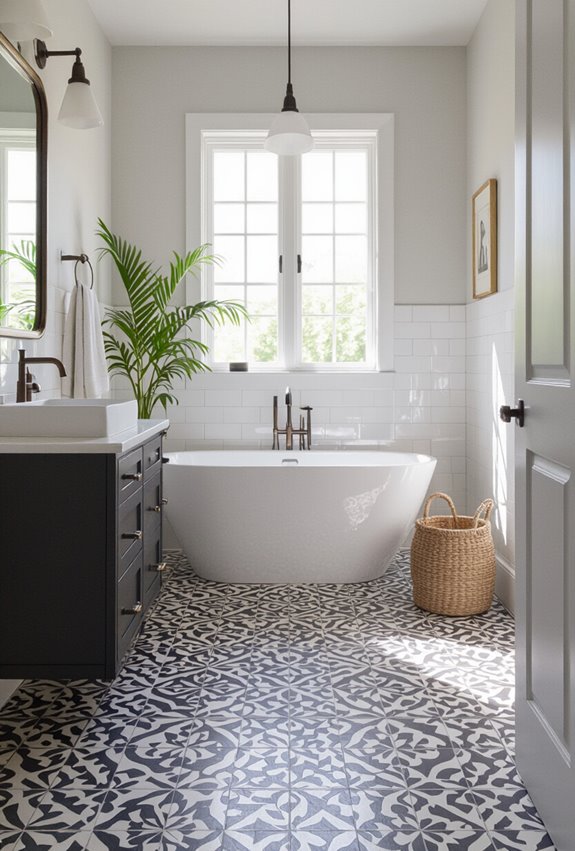 patterned painted floor anchor