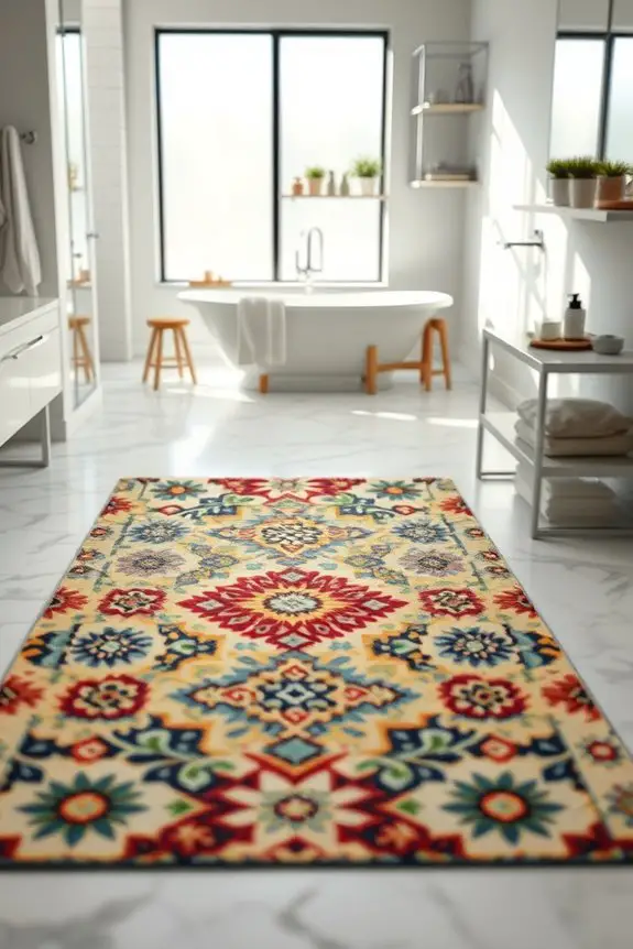 patterned rugs enhance bathrooms