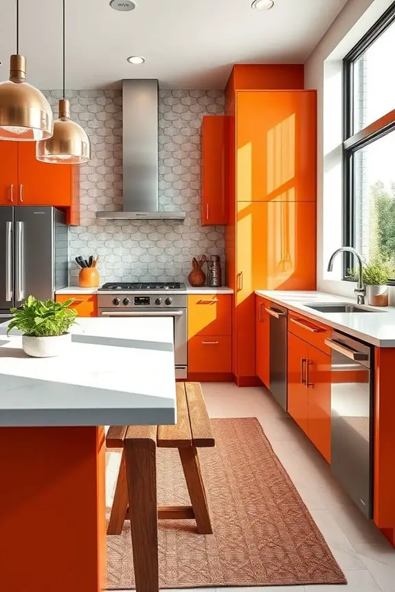 patterned textiles with burnt orange