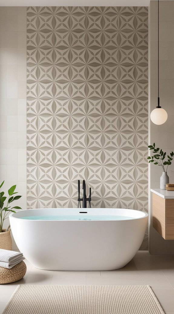patterned tile accent wall