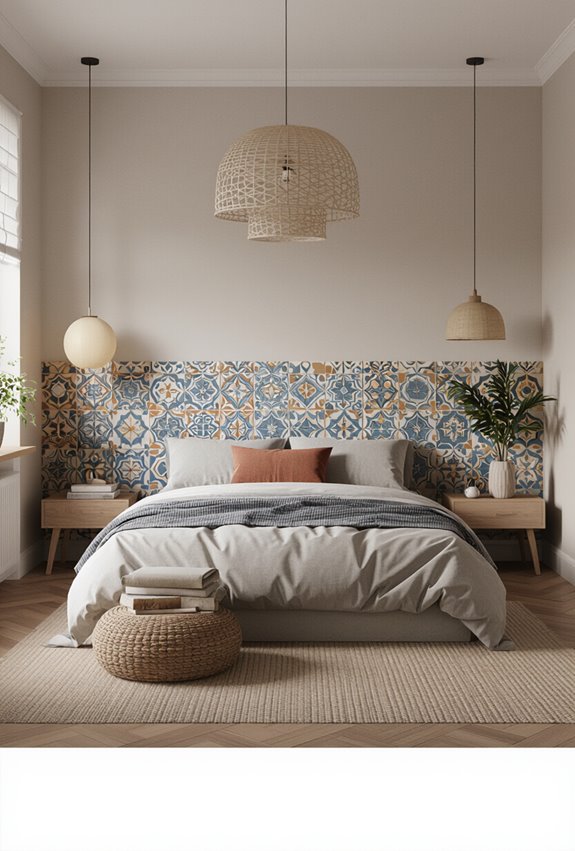 patterned tile headboard alternative