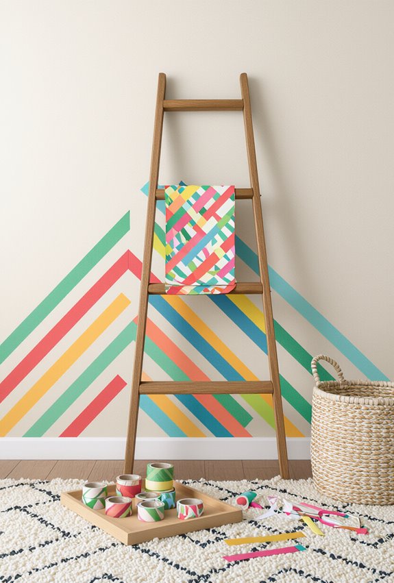 peelable geometric washi tape murals
