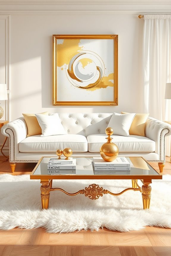 personalized gold and white decor