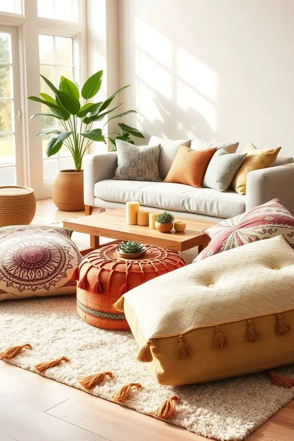 pillows and poufs seating