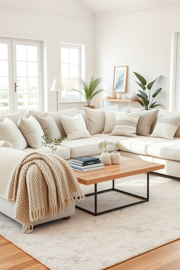 pillows and throws enhance decor