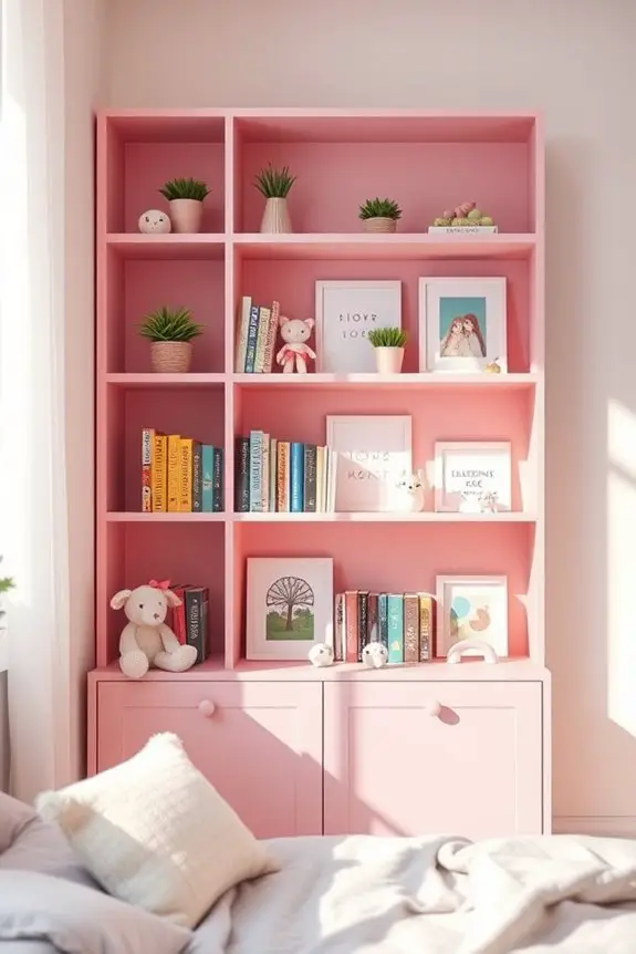 pink bookshelf decor ideas