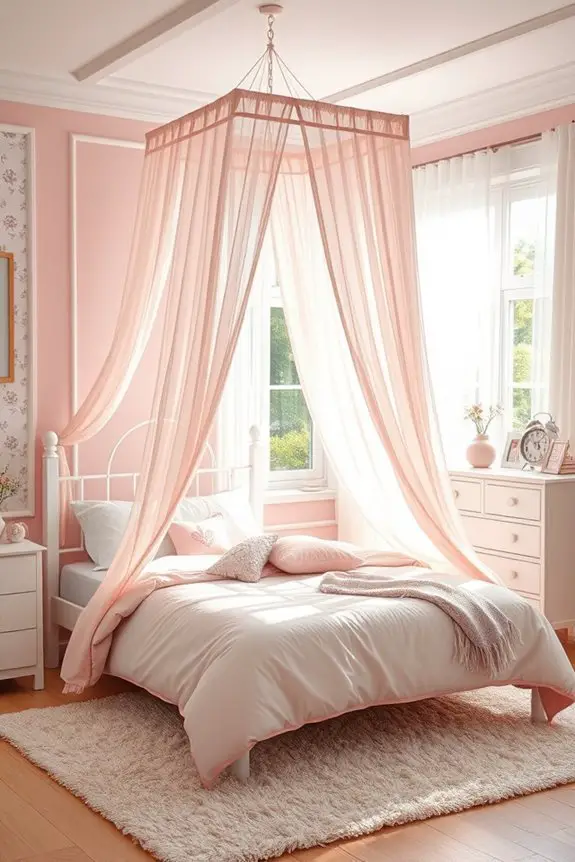 pink canopy bed decor