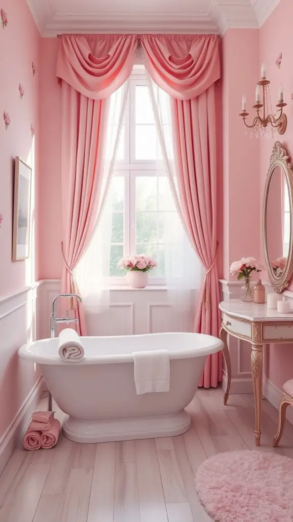 pink fabric window treatments