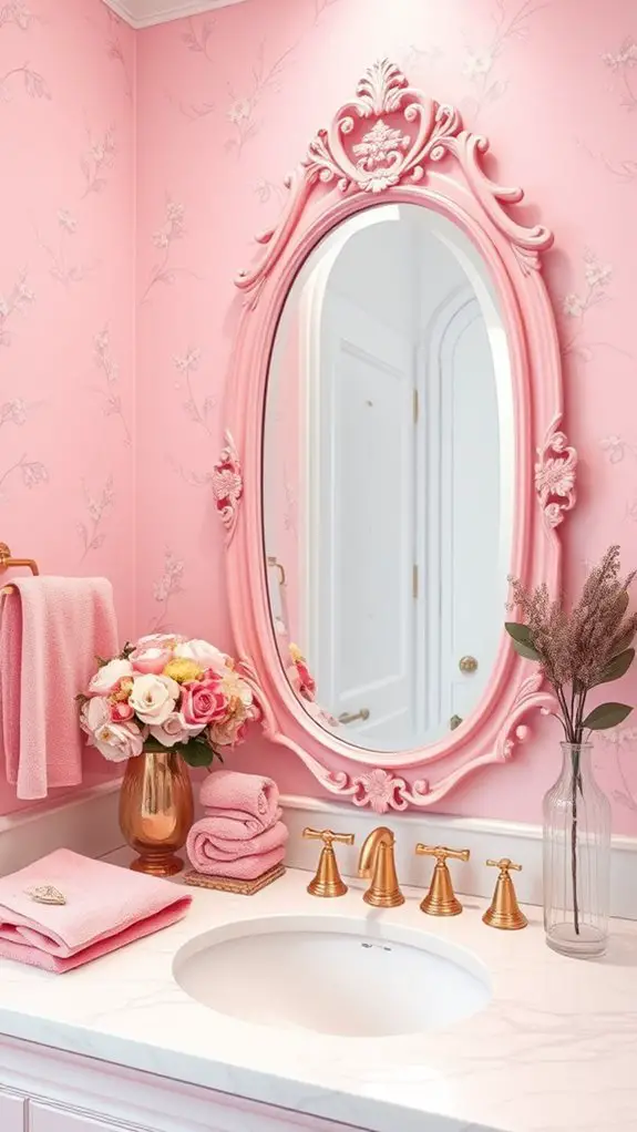 pink mirrors enhance aesthetics