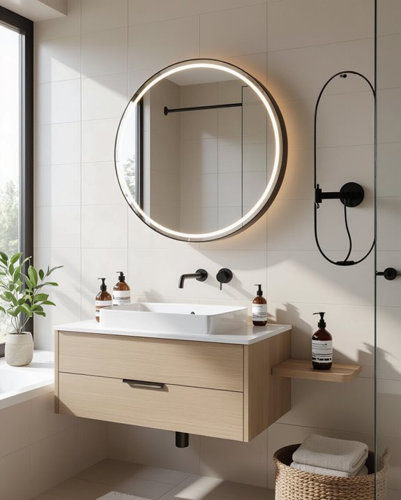 pivoting extendable mirror installation