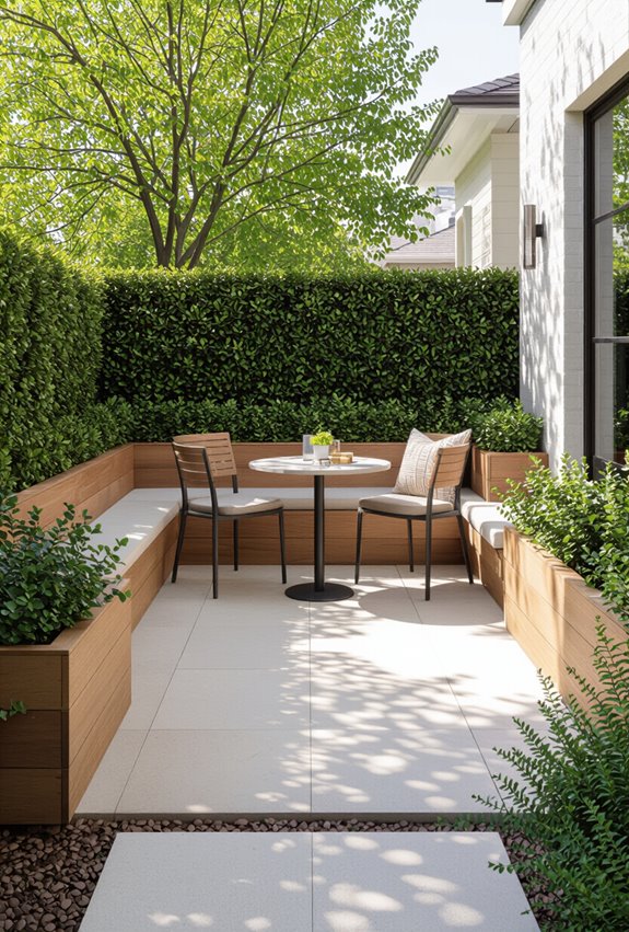 planters define cozy seating