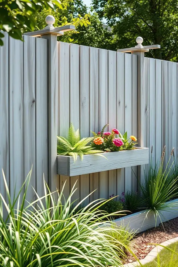 planters integrated into fence
