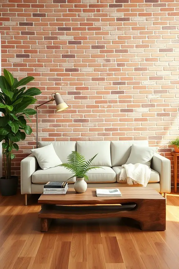 plants enhance brick decor