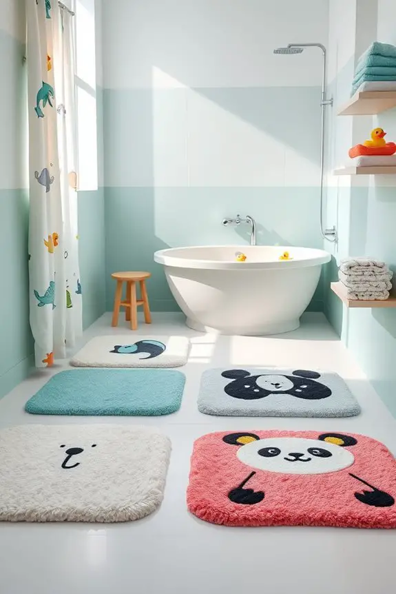 playful animal themed bath mats