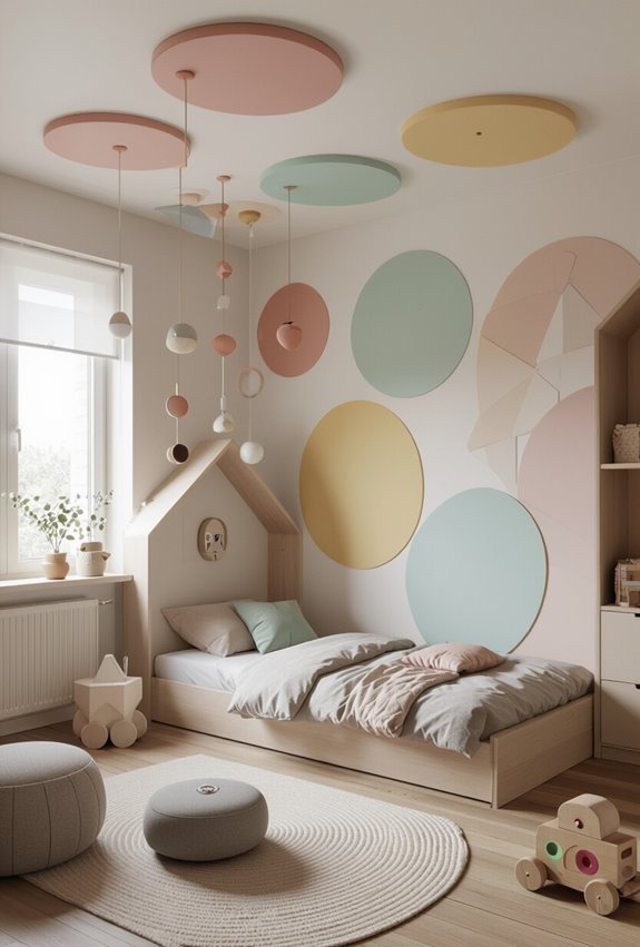 playful colored geometric ceiling designs