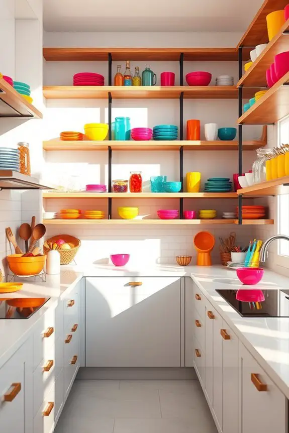 playful colorful open shelving