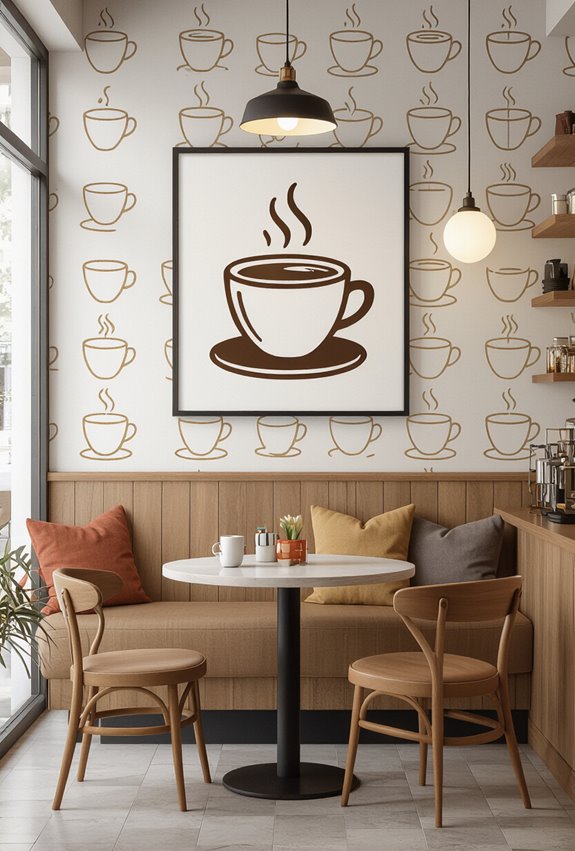 playful cup patterned branded wallpaper