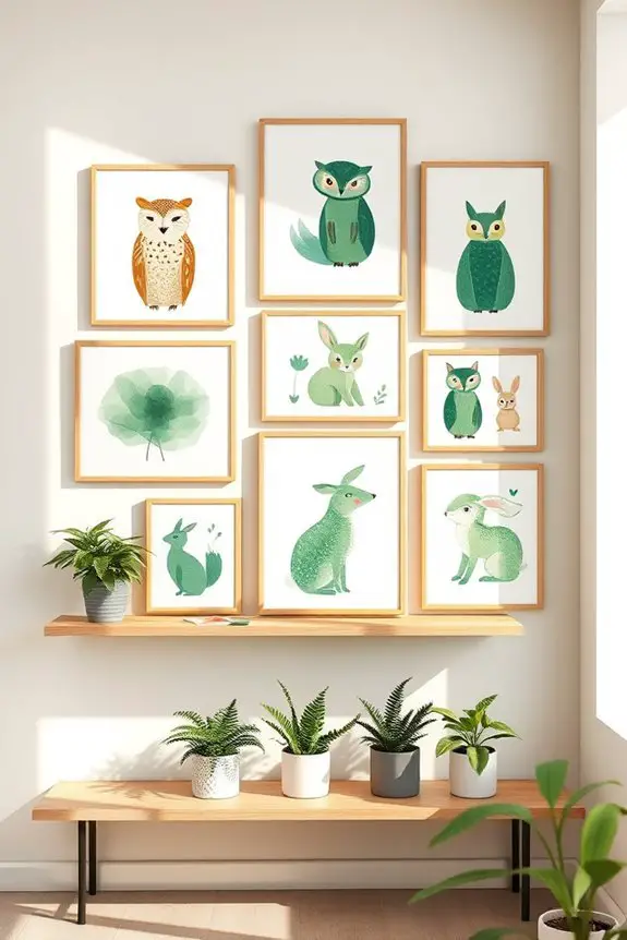 playful green animal prints