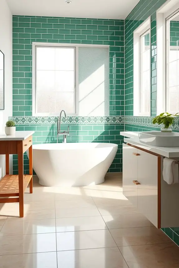playful green tile accents