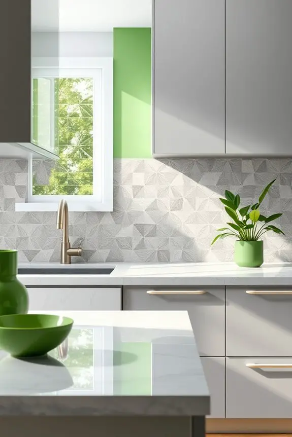 playful grey and green tiles
