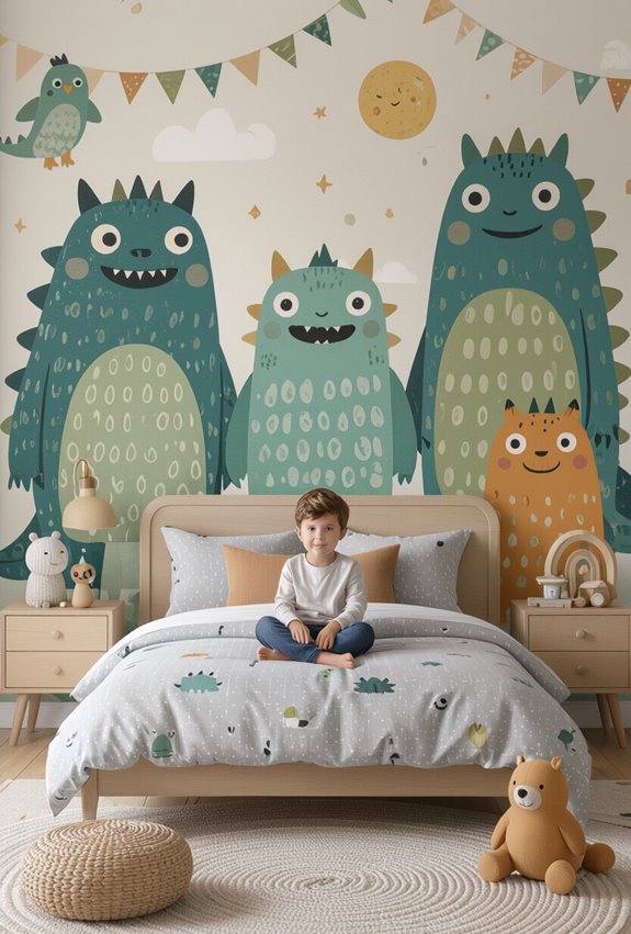 playful monster themed bedroom decor