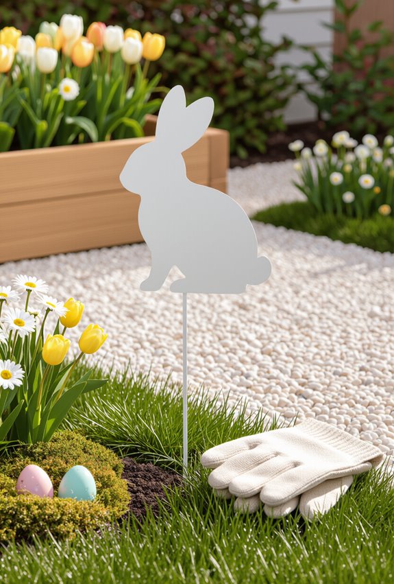 playful pastel bunny silhouette stakes