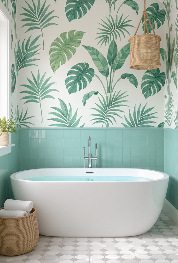 playful washable tropical bathroom