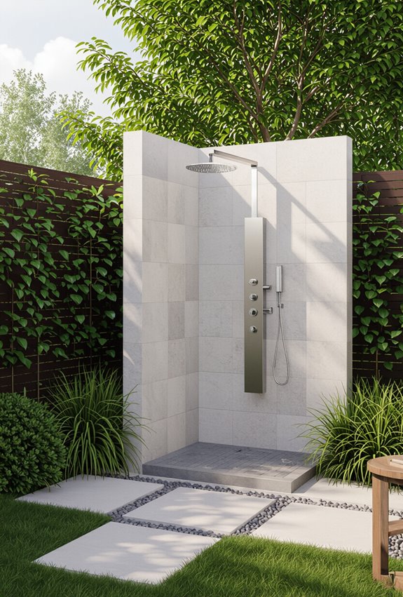 plumbed vs off grid showers