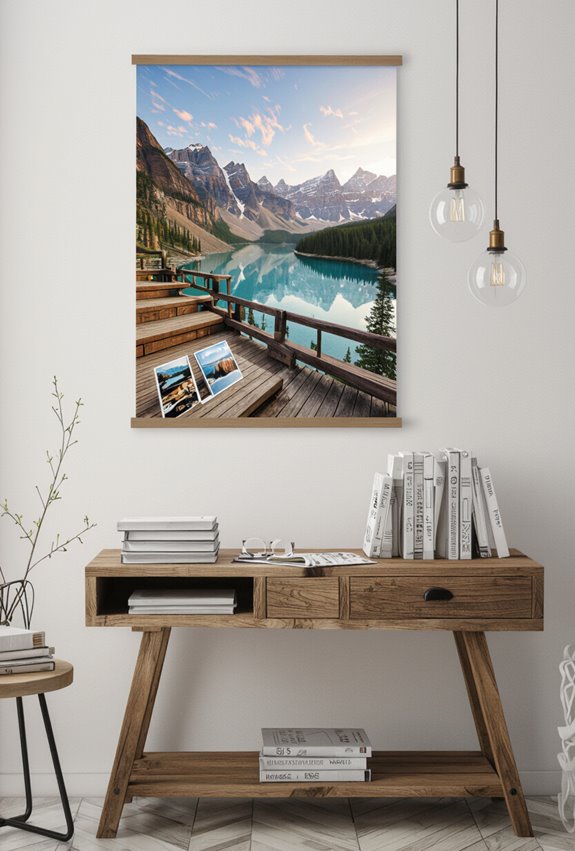 polaroids on rustic ledge