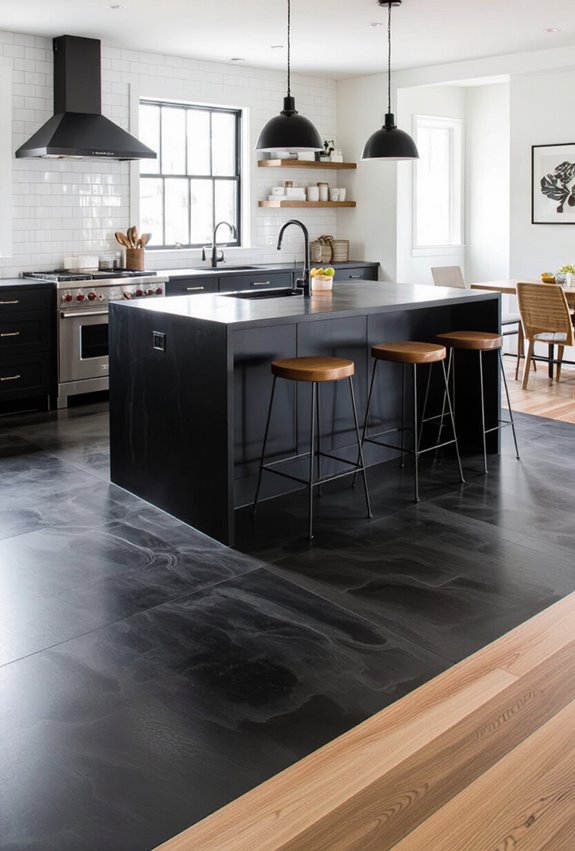 polished black concrete flooring