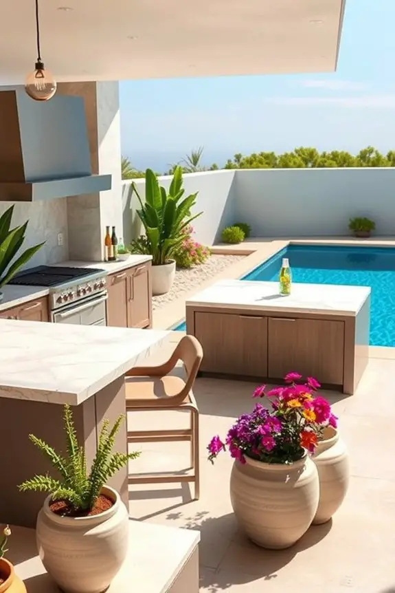 poolside kitchen retreat oasis