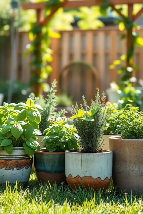 potted herb garden serenity