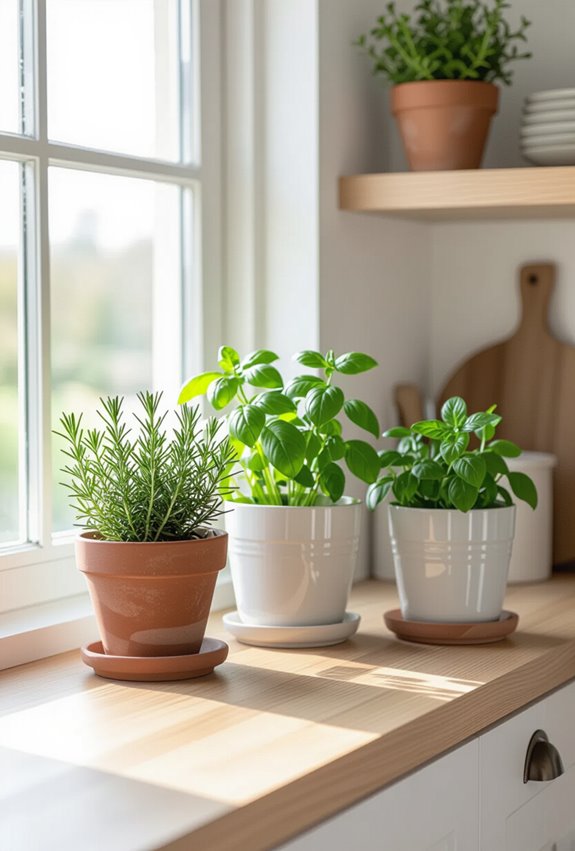 potted kitchen herbs for aroma