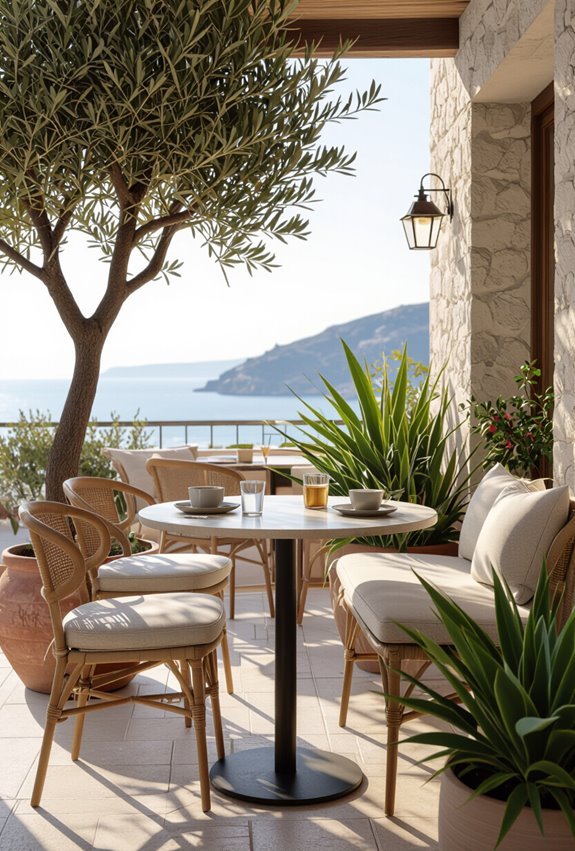 potted olive mediterranean cafe greenery
