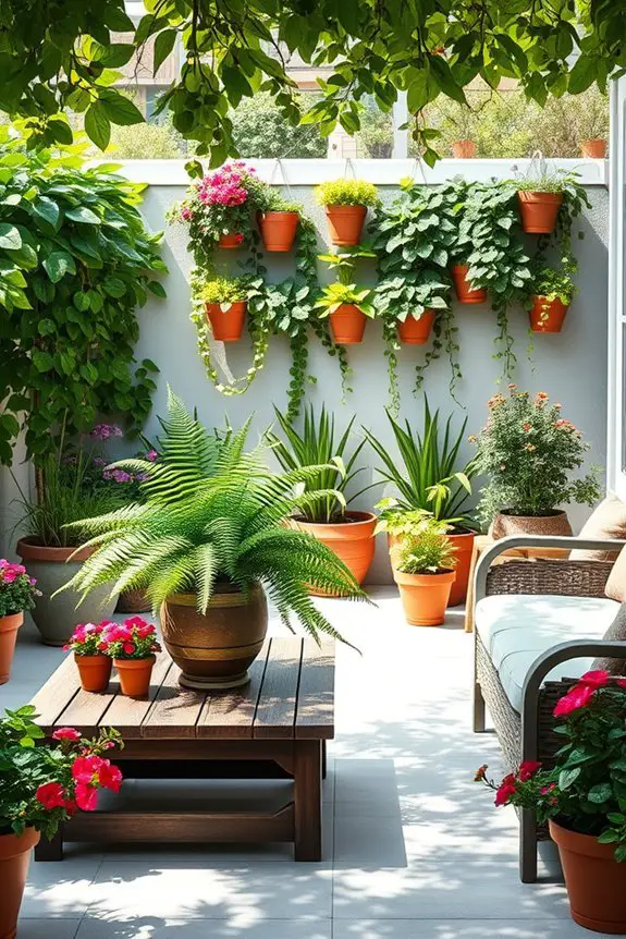 potted plants enhance patio greenery