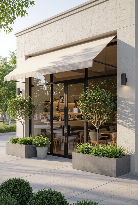 potted trees soften edges