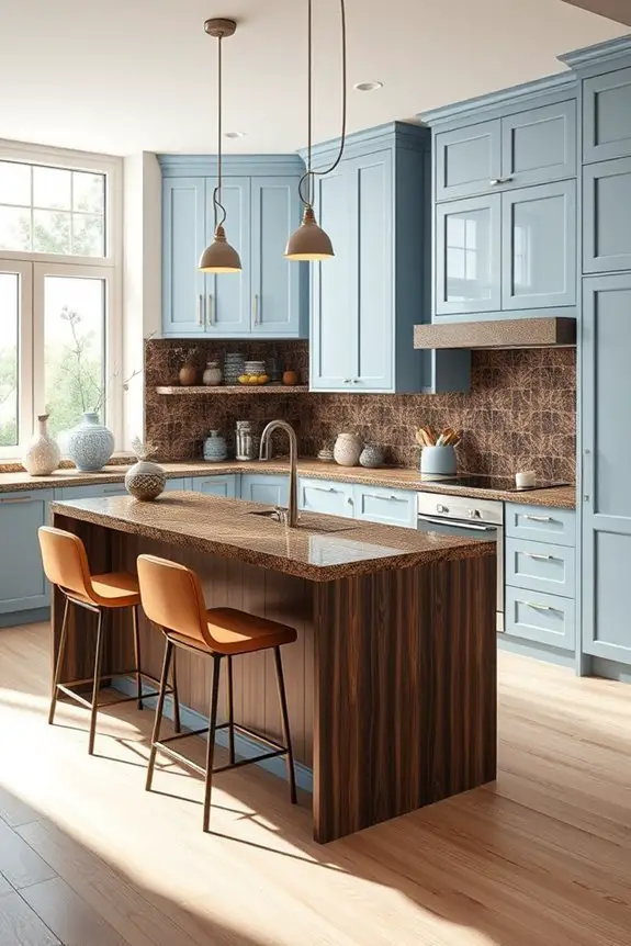 powder blue and coffee brown
