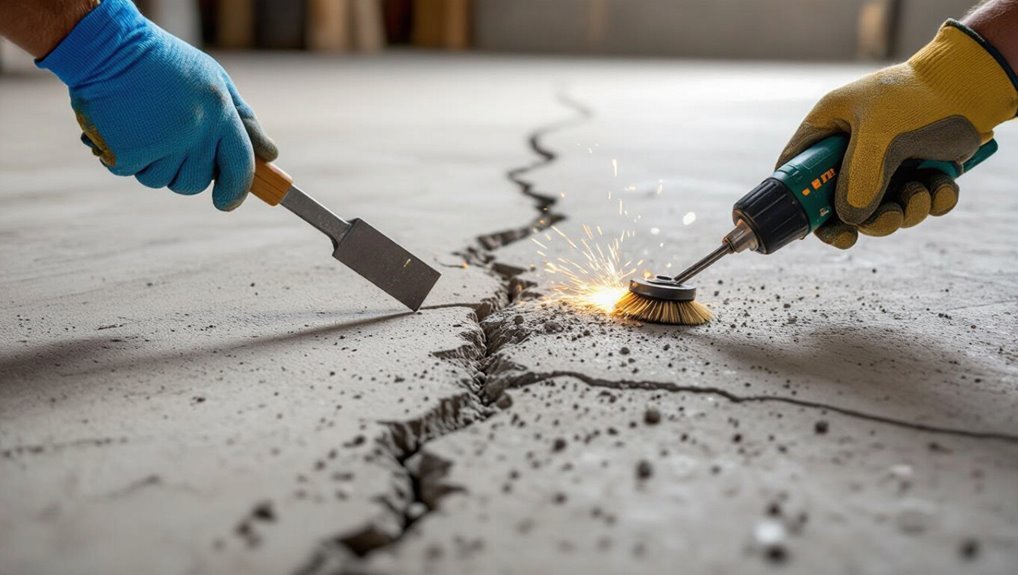 prepare and clean cracks