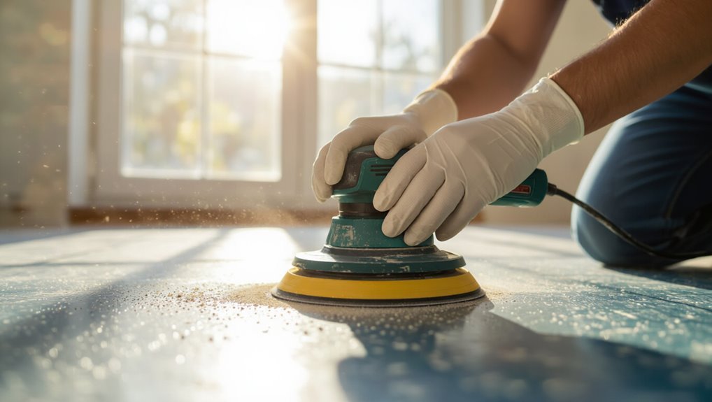 prepare linoleum for adhesion